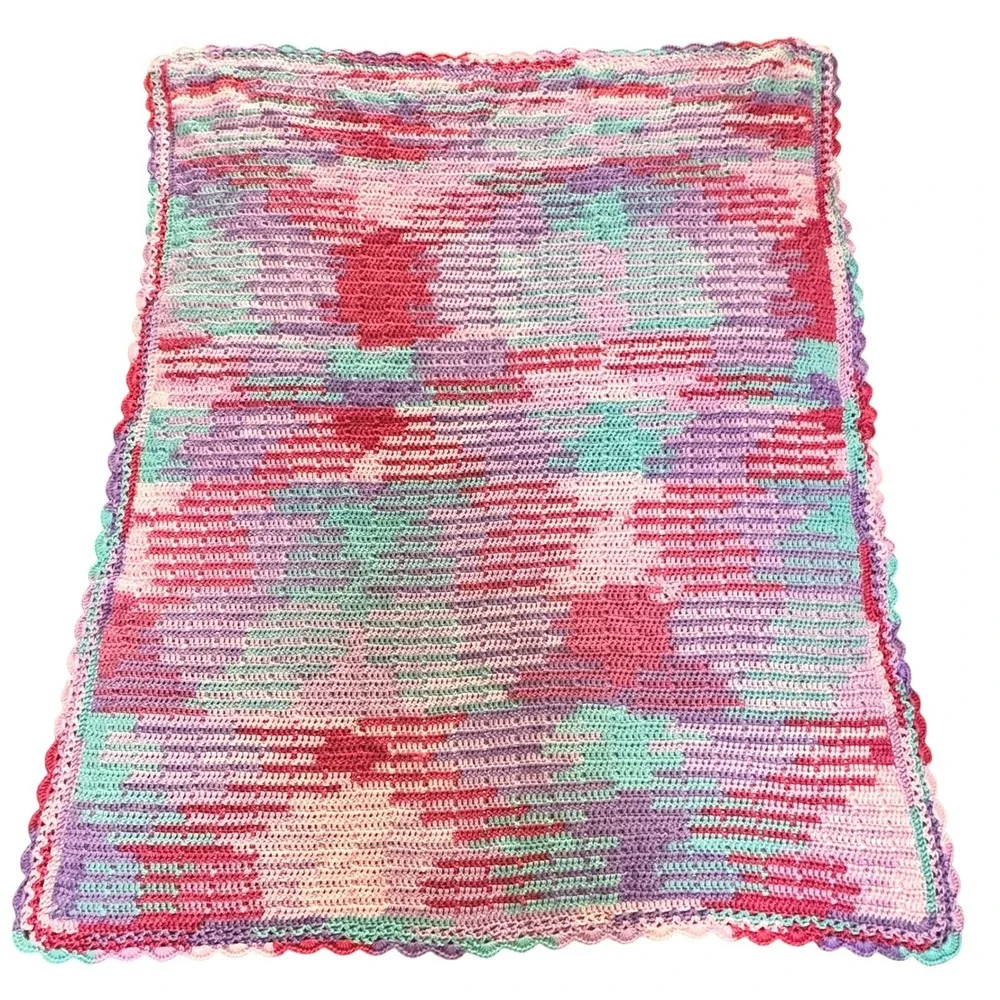 Crochet Afghan NEW Throw Handmade Blanket 58x48 Lrg. Textured Boho Cottage Decor